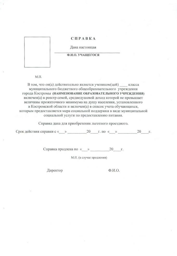 Справка о том что не использовала льготный проезд образец